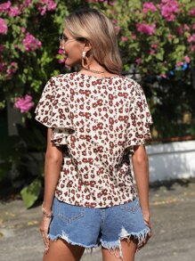 SHEIN VCAY Allover Floral Print Butterfly Sleeve Blouse - Multicolor - View 2