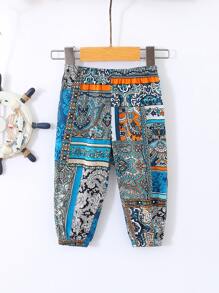 Baby Patchwork Print Trousers - Multicolor - View 1