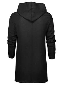 Manfinity Homme Abrigo Holgado Con Capucha Y Frente Abierto Para Hombre - Negro - Ver 2