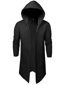 Manfinity Homme Abrigo Holgado Con Capucha Y Frente Abierto Para Hombre - Negro - Ver 3