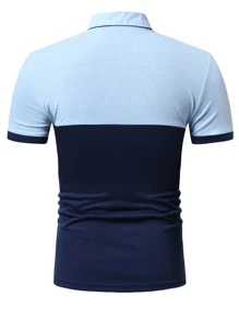 Men Two Tone Pocket Patched Polo Shirt - Multicolor - View 2