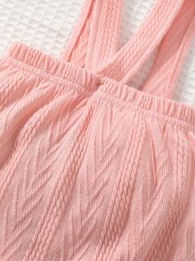 Bebé Shorts ribete con fruncido tirantes & Sombrero - Rosa Pálido - Ver 5