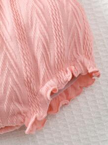 Bebé Shorts ribete con fruncido tirantes & Sombrero - Rosa Pálido - Ver 6