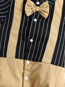 SHEIN Baby Boy Striped Bow Front 2 In 1 Jumpsuit - Multicolor - View 5