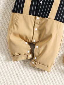 SHEIN Baby Boy Striped Bow Front 2 In 1 Jumpsuit - Multicolor - View 6