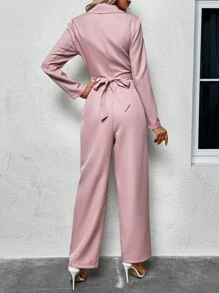 SHEIN Privé Bộ âu phục nữ Túi màu trơn Thanh lịch - Bụi hồng - Xem 5