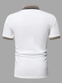 Manfinity Homme Men Striped Trim Polo Shirt - White - View 2