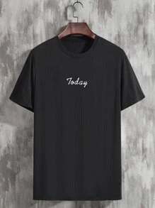 Manfinity Men Letter Graphic Tee - Black - View 6