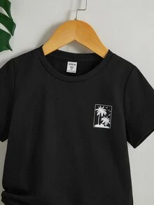 SHEIN Toddler Boys Coconut Tree Tee & Shorts - Multicolor - View 3