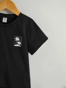 SHEIN Toddler Boys Coconut Tree Tee & Shorts - Multicolor - View 4