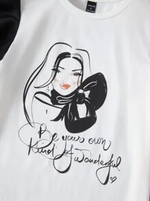 Patrizia Terranova Figure & Slogan Graphic Ruffle Trim Tee - White - View 2