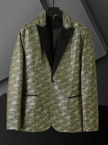 Manfinity Men Plus Allover Print Lapel Neck Blazer - Multicolor - View 1