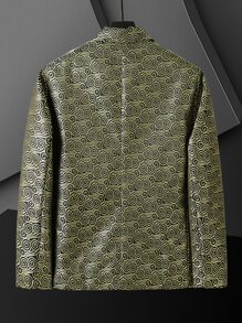 Manfinity Men Plus Allover Print Lapel Neck Blazer - Multicolor - View 2