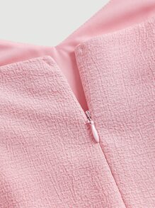 SHEIN MOD 雞心領口泡泡袖荷葉邊洋裝 - 淺粉色 - 查看 3