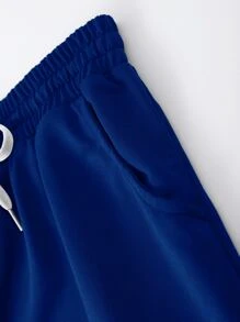 Manfinity Men Star & Letter Graphic Drawstring Waist Shorts - Royal Blue - View 4