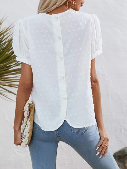 Breezaya Swiss Dot Puff Sleeve Blouse