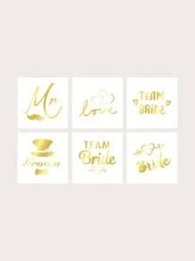 女性婚禮暫時性金屬紋身貼紙,適用於新娘tribune / 伴娘,每包6張 - 彩色 - 查看 2