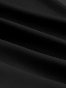 SHEIN MOD Solid Satin Asymmetrical Hem Crop Blouse - Black - View 3