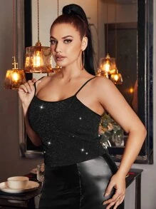 SHEIN SXY 大碼金屬亮絲吊帶上衣