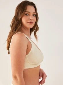 Plus Floral Pattern Wireless Bra - Apricot - View 3