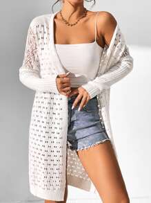 SHEIN Frenchy Cárdigan de punto de encaje en contraste