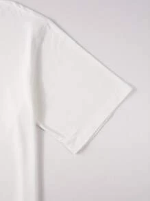 Manfinity Men Letter Graphic Tee & Shorts - Black and White - View 3