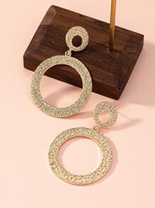 Circle Drop Earrings - Yellow Gold - View 4