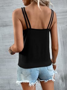 SHEIN LUNE Top de tirantes con abertura frontal - Negro - Ver 2