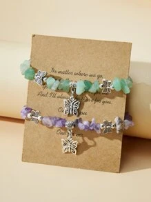 2 chiếc vòng tay đính cườm đôi bướm quyến rũ - Nhiều màu - Xem 2