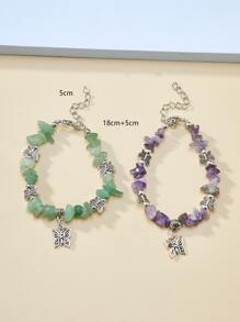 2 chiếc vòng tay đính cườm đôi bướm quyến rũ - Nhiều màu - Xem 3