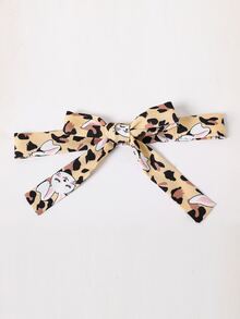 Niñas Vestido con cinturón conejo & con estampado de leopardo ribete con fruncido - Multicolor - Ver 3