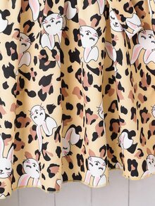 Niñas Vestido con cinturón conejo & con estampado de leopardo ribete con fruncido - Multicolor - Ver 7