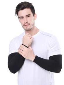 1pair Solid Outdoor Sun-Protection Arm Sleeves,Suitable For Cycling,Riding Motorcycle And Skiing - Black - View 2