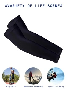 1pair Solid Outdoor Sun-Protection Arm Sleeves,Suitable For Cycling,Riding Motorcycle And Skiing - Black - View 5