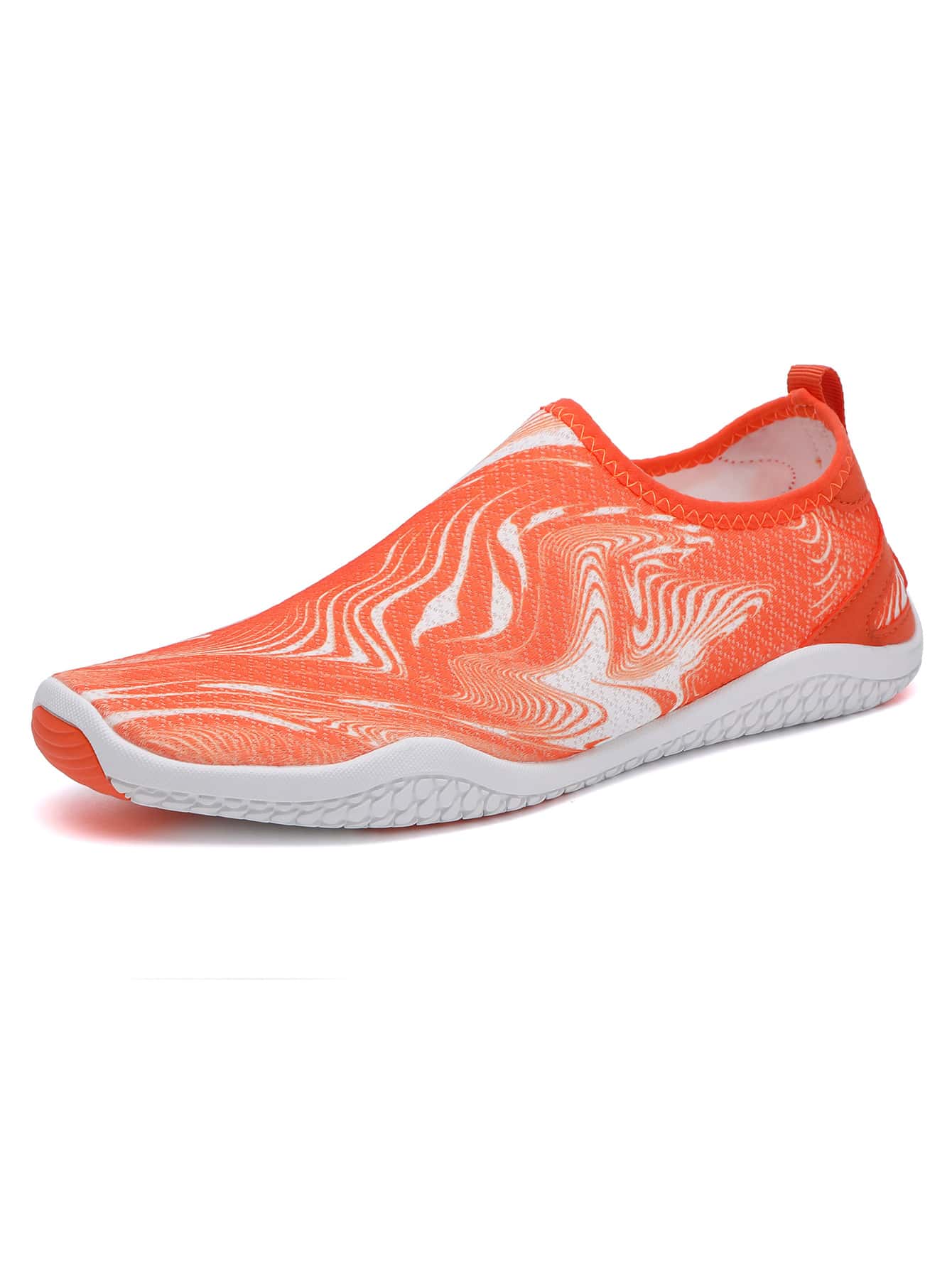 Men Waves Swirl Twirl Pattern Slip-On Sneakers - Orange - View 1