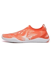 Men Waves Swirl Twirl Pattern Slip-On Sneakers - Orange - View 2