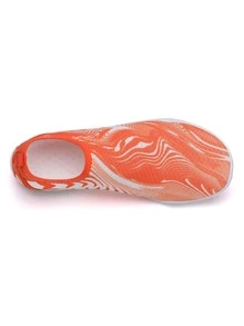 Men Waves Swirl Twirl Pattern Slip-On Sneakers - Orange - View 3