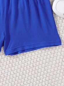 SHEIN Girls Solid Cami Top & Shorts & Button Up Shirt - Blue and White - View 7