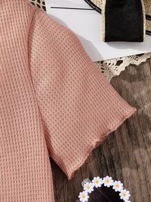 Chicas Camiseta fruncido delantero ribete en forma de lechuga - Rosa vieja - Ver 3