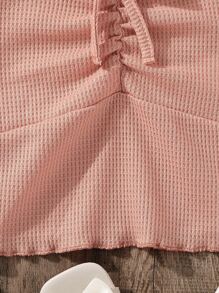 Chicas Camiseta fruncido delantero ribete en forma de lechuga - Rosa vieja - Ver 4