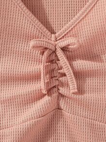 Chicas Camiseta fruncido delantero ribete en forma de lechuga - Rosa vieja - Ver 6