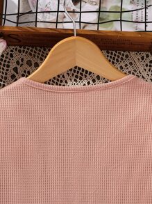 Chicas Camiseta fruncido delantero ribete en forma de lechuga - Rosa vieja - Ver 7