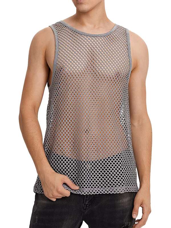 Men Solid Sheer Tank Top SHEIN USA