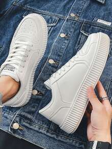 Men Lace-up Front Skate Shoes - White - View 3