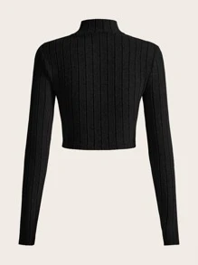 SHEIN ICON Cut Out Front Crop Black Tee - Black - View 2