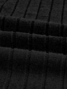 SHEIN ICON Cut Out Front Crop Black Tee - Black - View 4