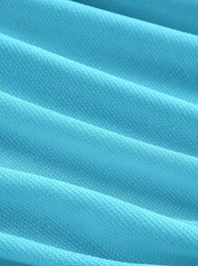 SHEIN MOD One Shoulder Ruched Crop Top - Mint Blue - View 4