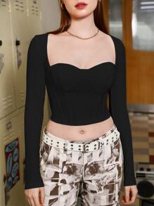 SHEIN MOD Rib-Knit Enkel Enkel T-Shirt