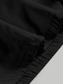 SHEIN MOD Áo hai dây Lộ Lưng Hội Chữ thập Buộc lại Textured màu trơn Gợi cảm - màu đen - Xem 3