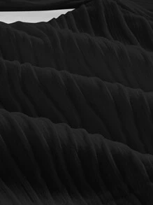 SHEIN MOD Áo hai dây Lộ Lưng Hội Chữ thập Buộc lại Textured màu trơn Gợi cảm - màu đen - Xem 4